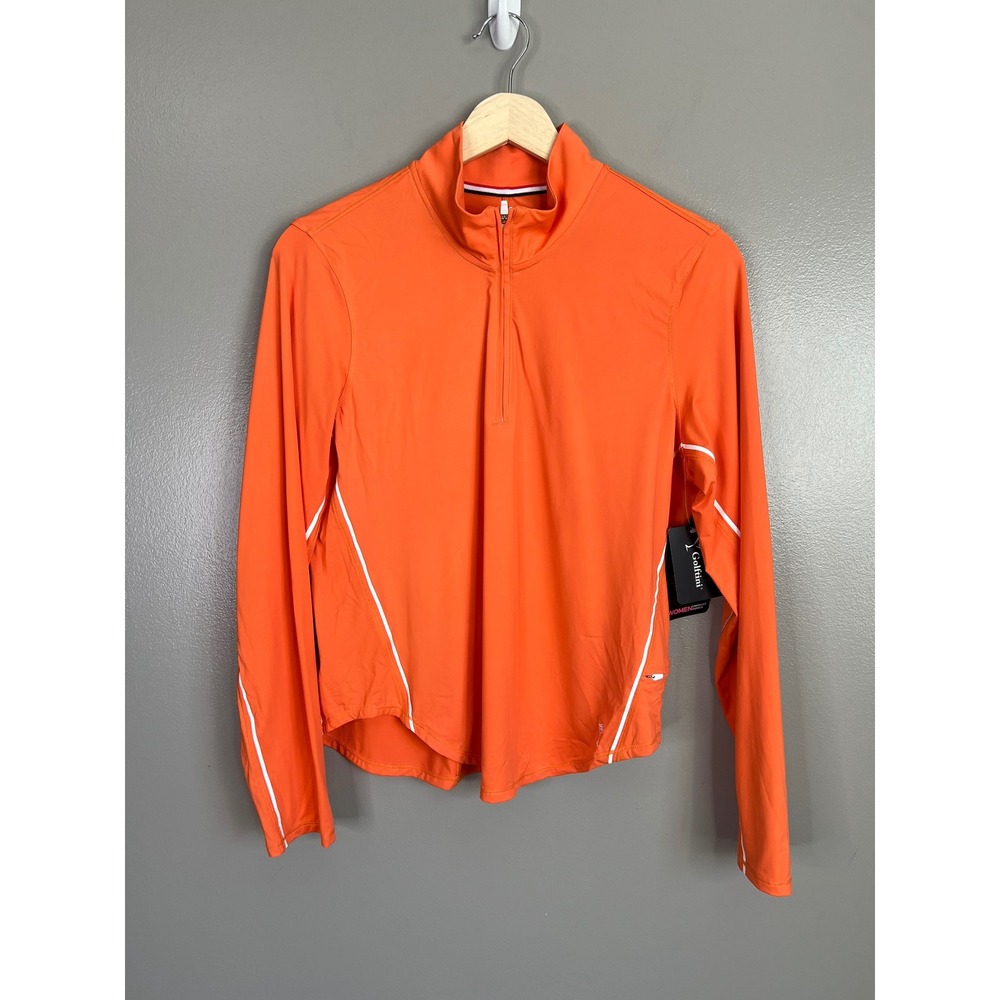 Golftini nylon long sleeve quarter zip‎ polo small golf tennis prep orange